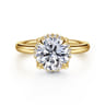 Symphony - 14K Yellow Gold Round Hidden Halo Diamond Engagement Ring - 0.08 ct