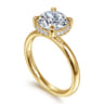 Symphony - 14K Yellow Gold Round Hidden Halo Diamond Engagement Ring - 0.08 ct