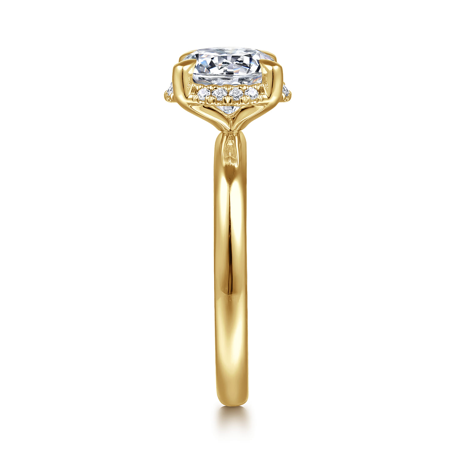 Symphony - 14K Yellow Gold Round Hidden Halo Diamond Engagement Ring - 0.08 ct - Shot 5