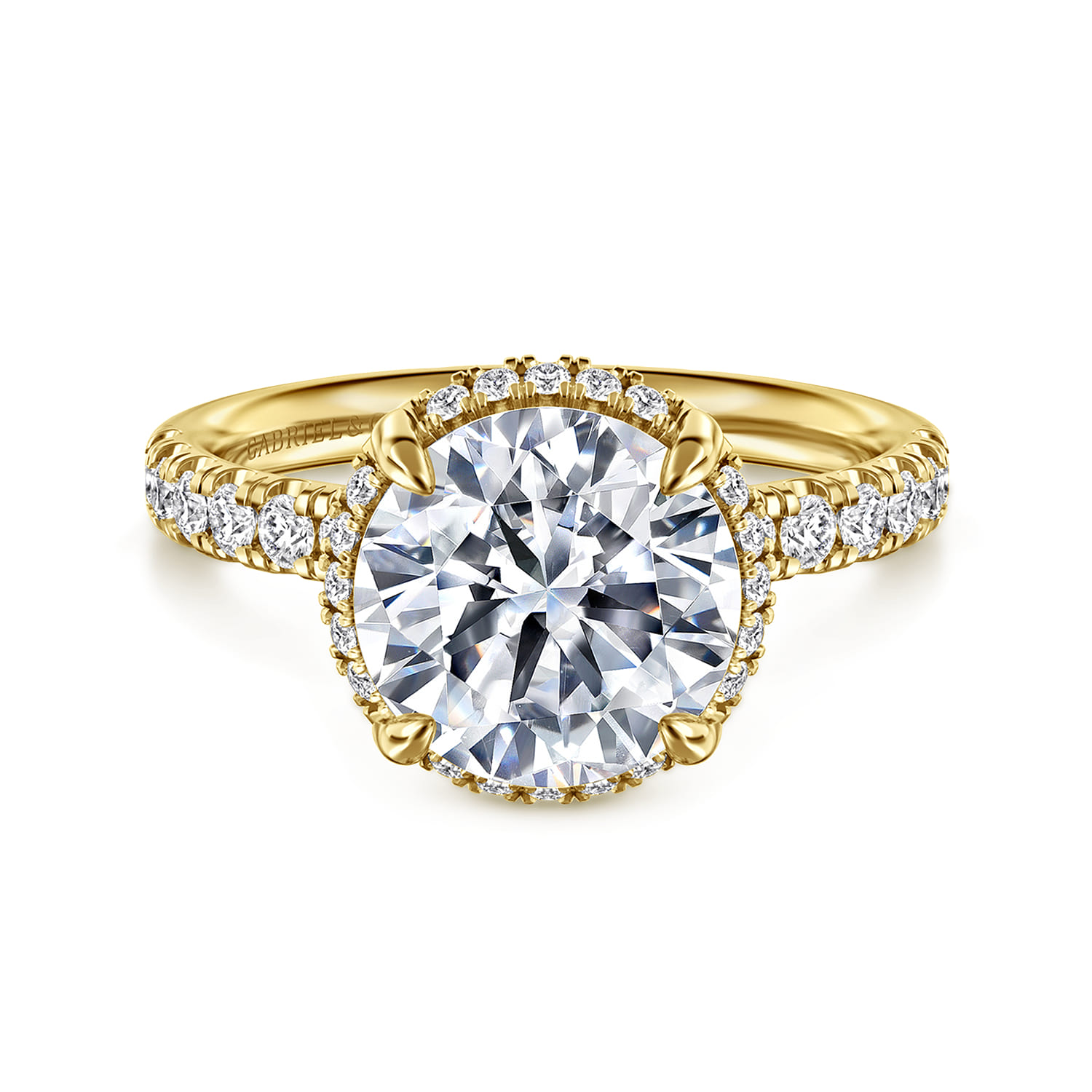Talisa - 14K Yellow Gold Round Hidden Halo Diamond Engagement Ring - 0.45 ct - Shot 1