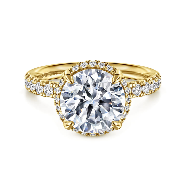 Talisa - 14K Yellow Gold Round Hidden Halo Diamond Engagement Ring - 0.45 ct - Shot 1