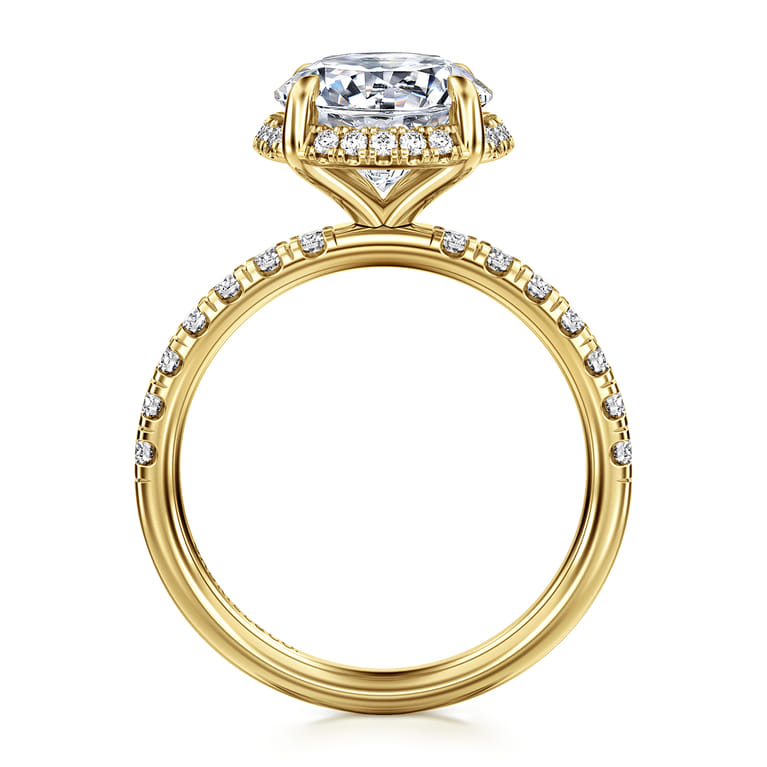 Talisa - 14K Yellow Gold Round Hidden Halo Diamond Engagement Ring - 0.45 ct - Shot 2