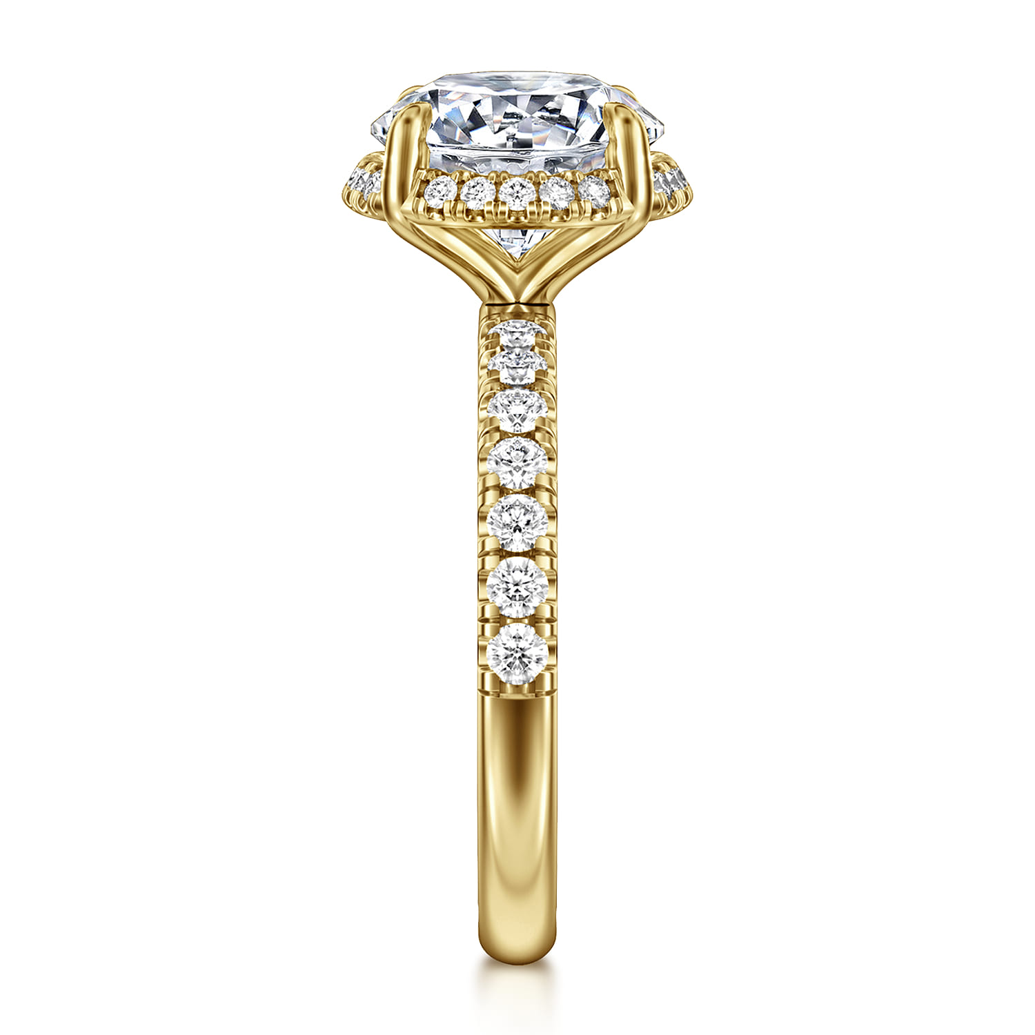 Talisa - 14K Yellow Gold Round Hidden Halo Diamond Engagement Ring - 0.45 ct - Shot 4