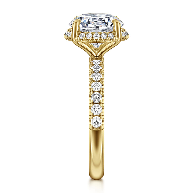 Talisa - 14K Yellow Gold Round Hidden Halo Diamond Engagement Ring - 0.45 ct - Shot 4