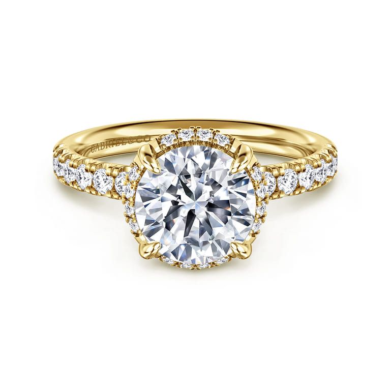 Talisa - 14K Yellow Gold Round Hidden Halo Diamond Engagement Ring - 0.4 ct - Shot 1