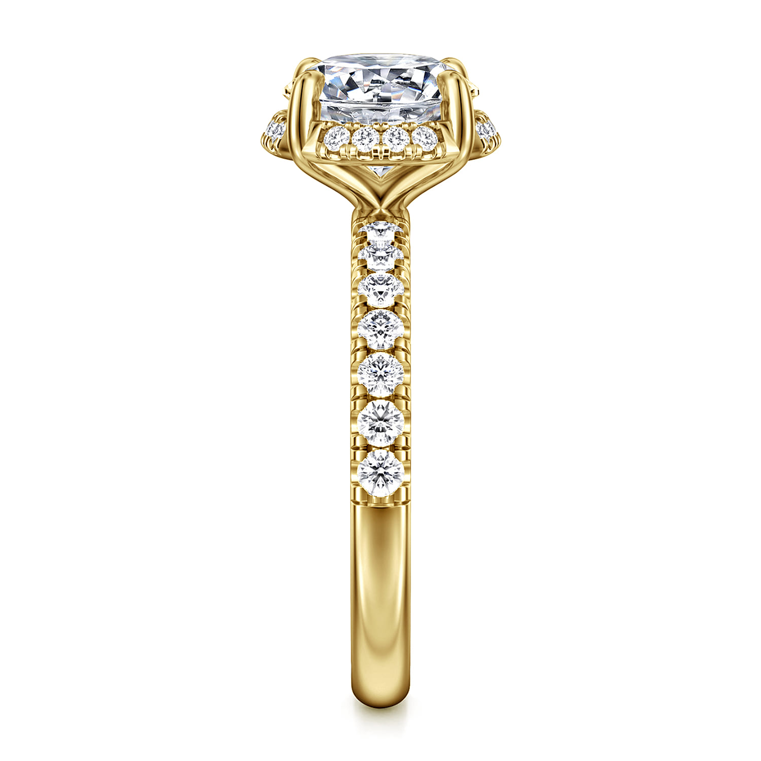 Talisa - 14K Yellow Gold Round Hidden Halo Diamond Engagement Ring - 0.4 ct - Shot 4