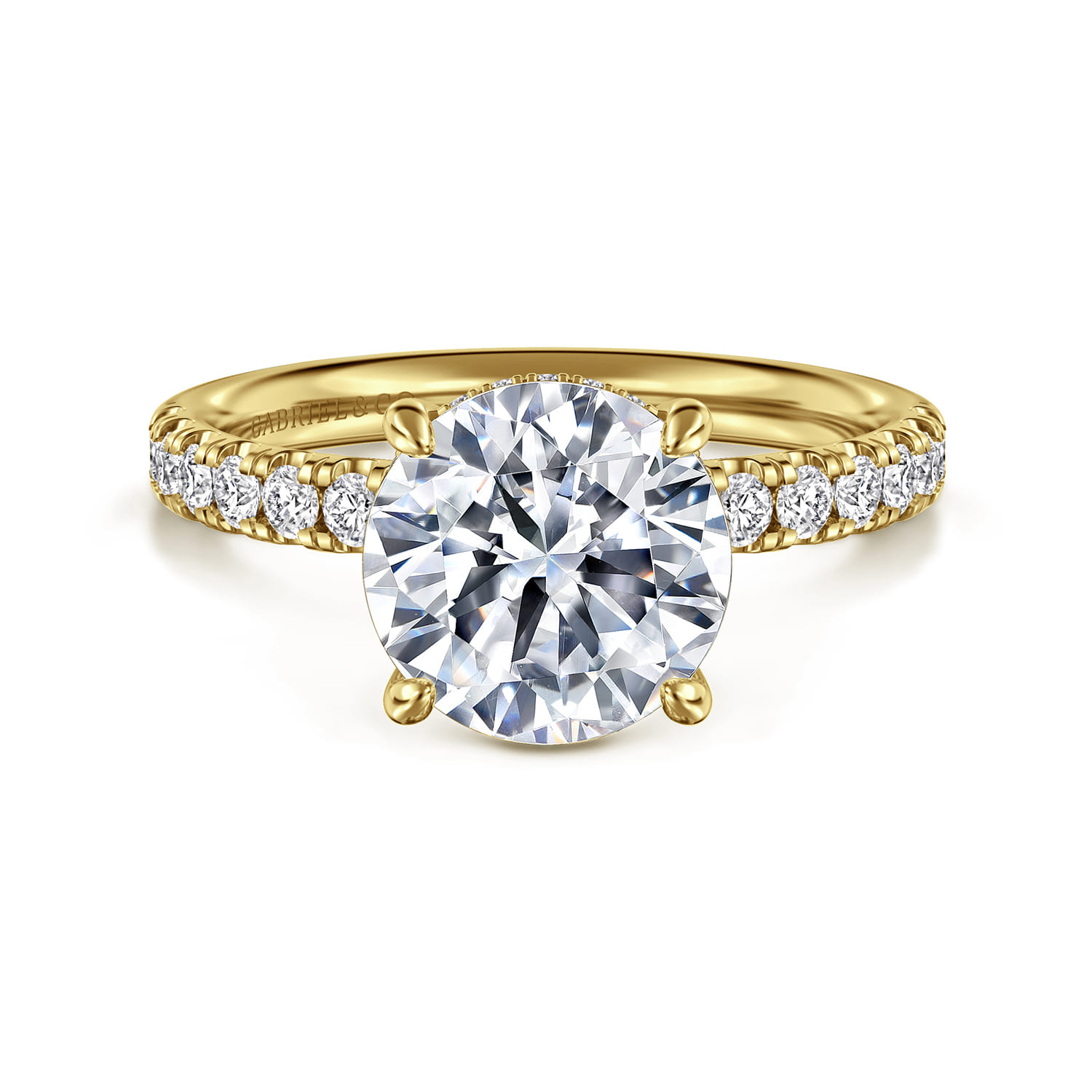Adela - 14K Yellow Gold Round Hidden Halo Diamond Engagement Ring - 0.4 ct - Shot 1