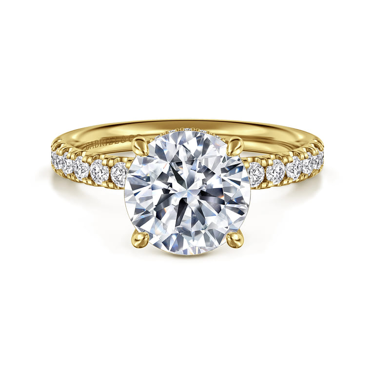 Adela - 14K Yellow Gold Round Hidden Halo Diamond Engagement Ring - 0.4 ct - Shot 1