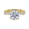 Adela - 14K Yellow Gold Round Hidden Halo Diamond Engagement Ring - 0.4 ct