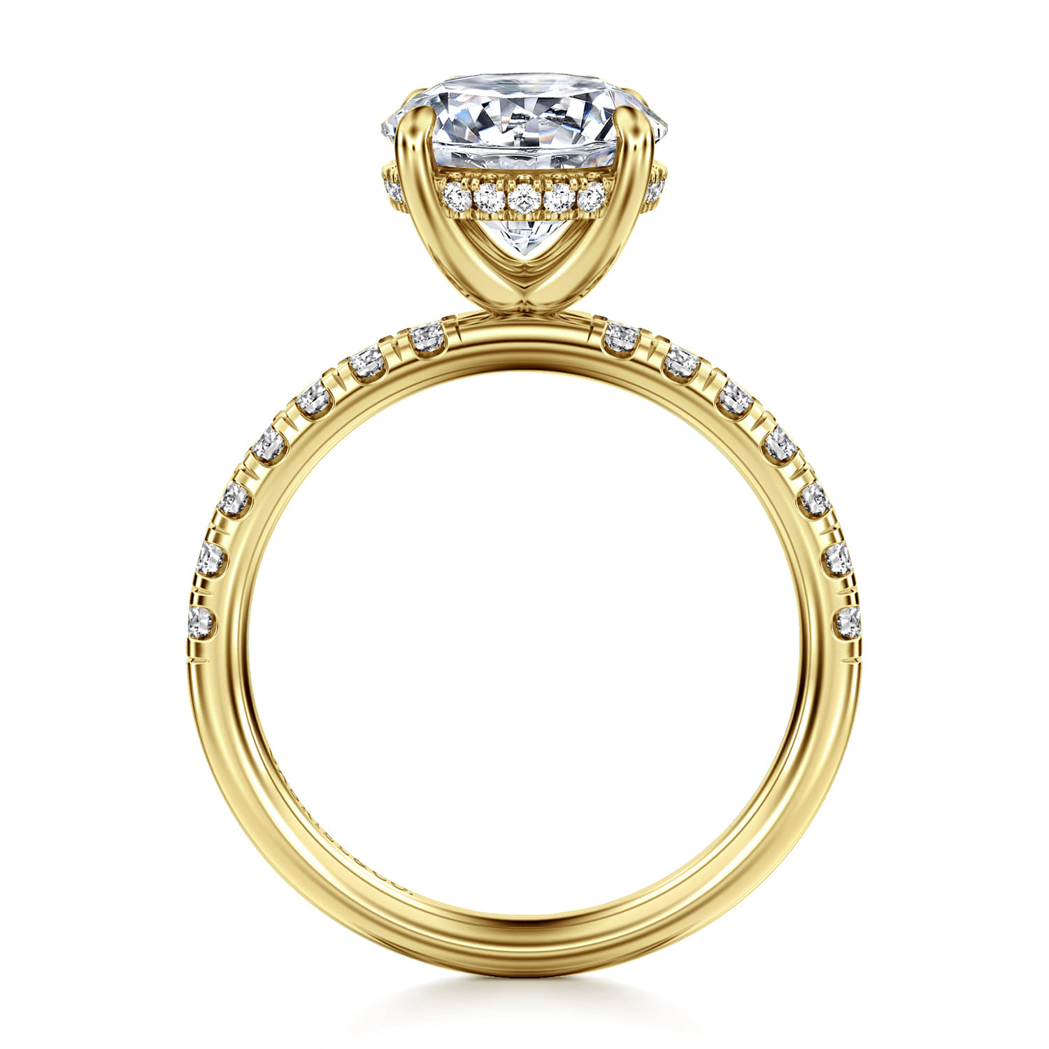 Adela - 14K Yellow Gold Round Hidden Halo Diamond Engagement Ring - 0.4 ct - Shot 2
