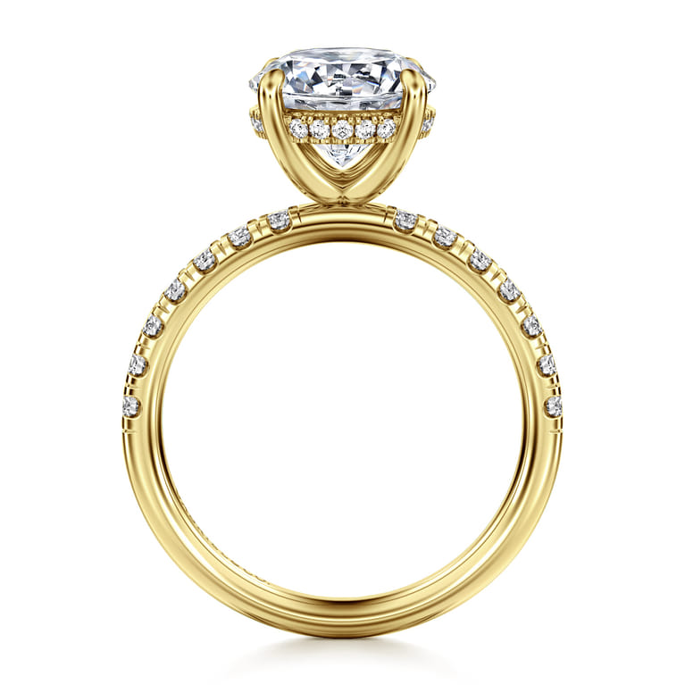 Adela - 14K Yellow Gold Round Hidden Halo Diamond Engagement Ring - 0.4 ct - Shot 2