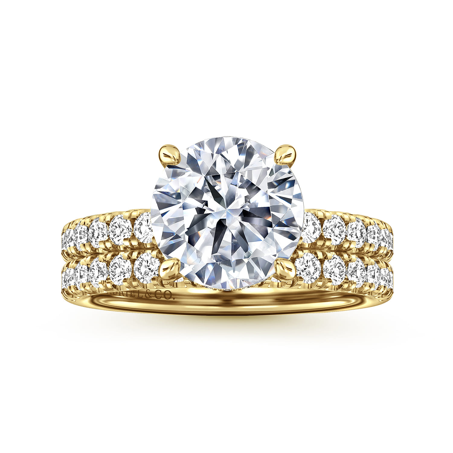 Adela - 14K Yellow Gold Round Hidden Halo Diamond Engagement Ring - 0.4 ct - Shot 4