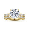 Adela - 14K Yellow Gold Round Hidden Halo Diamond Engagement Ring - 0.4 ct