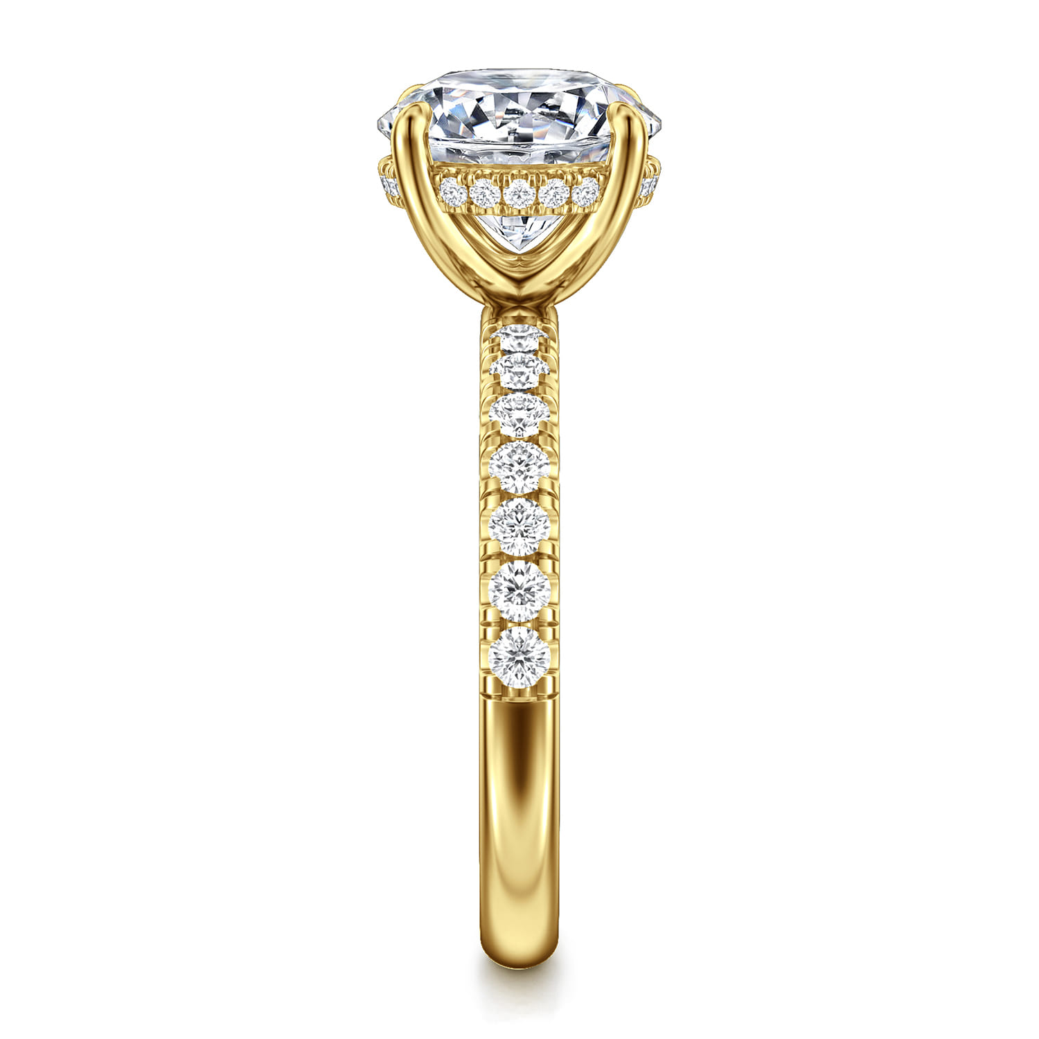 Adela - 14K Yellow Gold Round Hidden Halo Diamond Engagement Ring - 0.4 ct - Shot 5