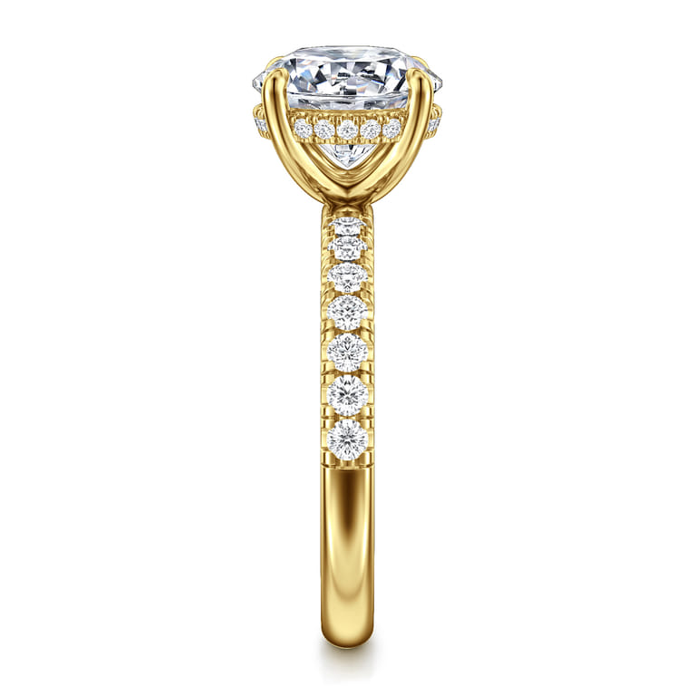 Adela - 14K Yellow Gold Round Hidden Halo Diamond Engagement Ring - 0.4 ct - Shot 5