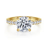 Adela - 14K Yellow Gold Round Hidden Halo Diamond Engagement Ring - 0.4 ct
