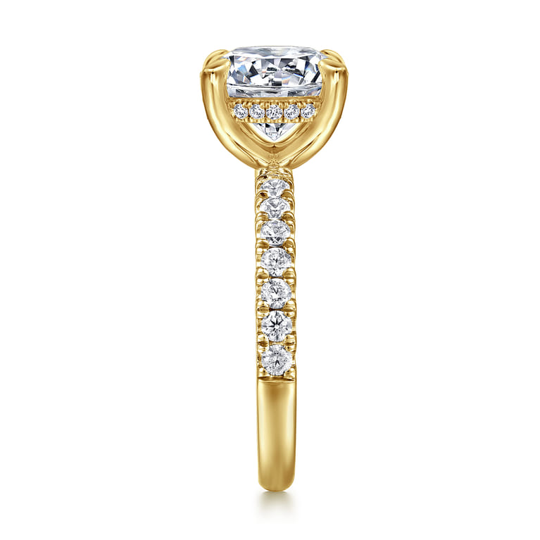 Adela - 14K Yellow Gold Round Hidden Halo Diamond Engagement Ring - 0.4 ct - Shot 4