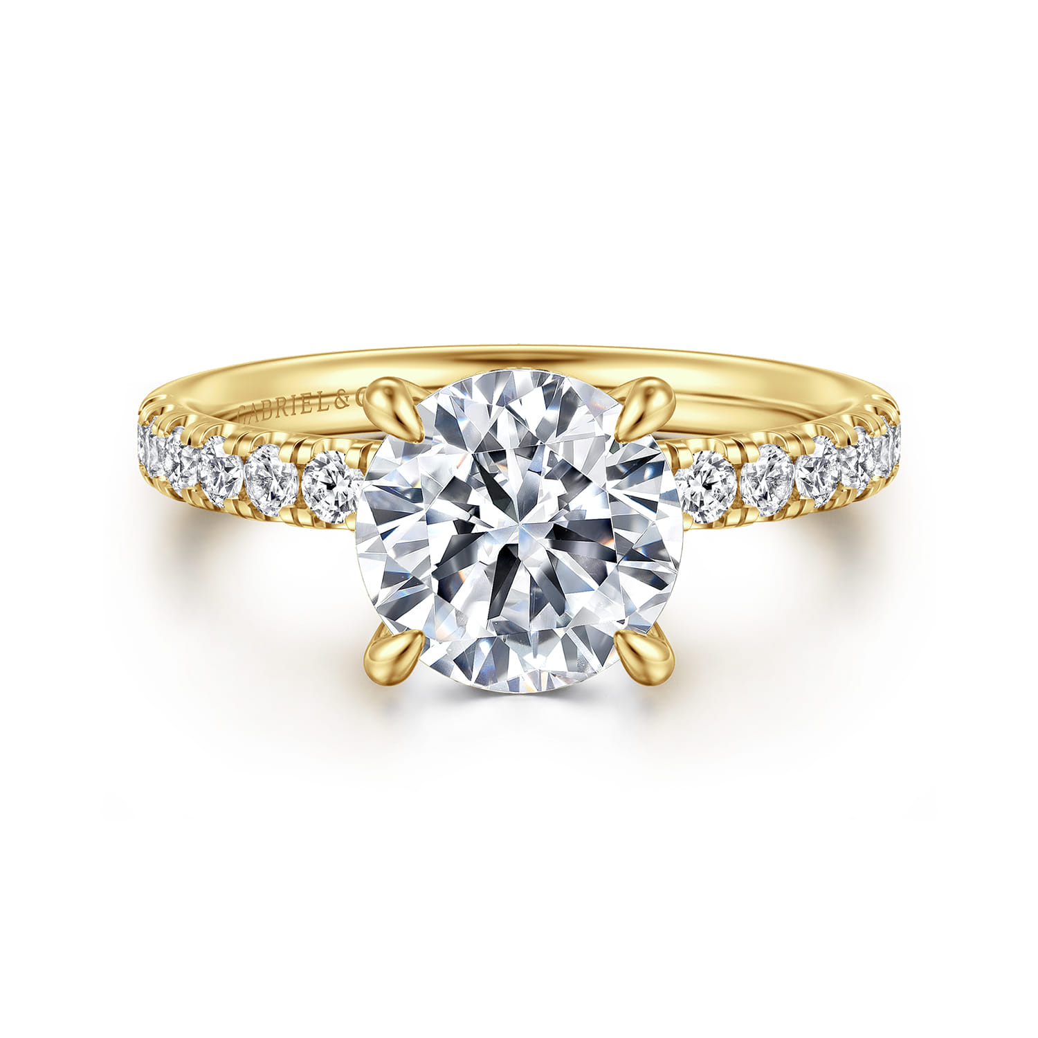 Adela - 14K Yellow Gold Round Hidden Halo Diamond Engagement Ring - 0.4 ct - Shot 1