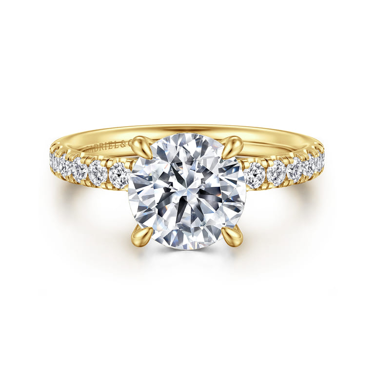 Adela - 14K Yellow Gold Round Hidden Halo Diamond Engagement Ring - 0.4 ct - Shot 1