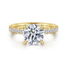Adela - 14K Yellow Gold Round Hidden Halo Diamond Engagement Ring - 0.4 ct