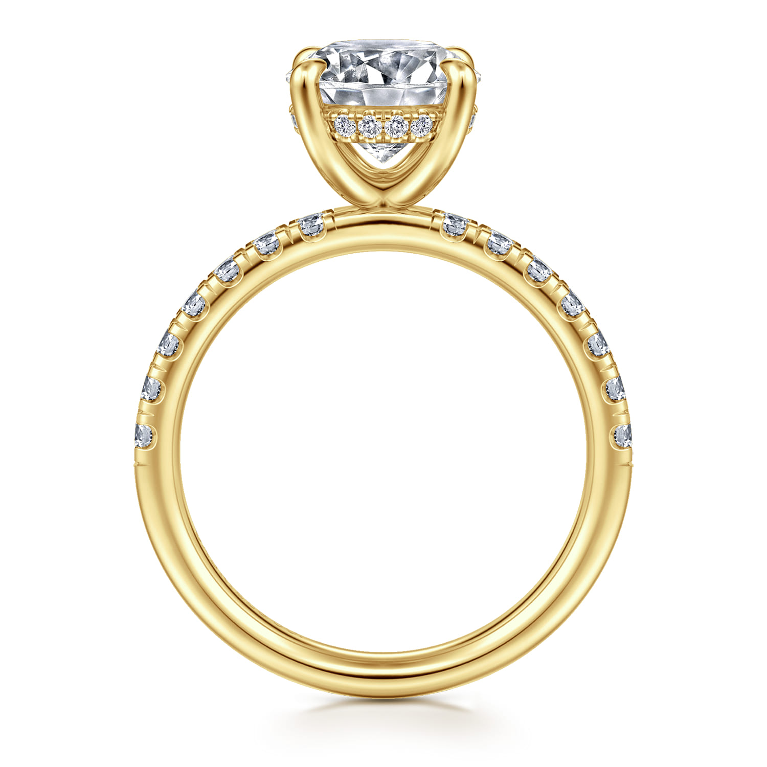 Adela - 14K Yellow Gold Round Hidden Halo Diamond Engagement Ring - 0.4 ct - Shot 2