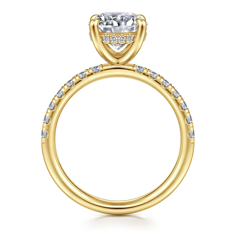 Adela - 14K Yellow Gold Round Hidden Halo Diamond Engagement Ring - 0.4 ct - Shot 2