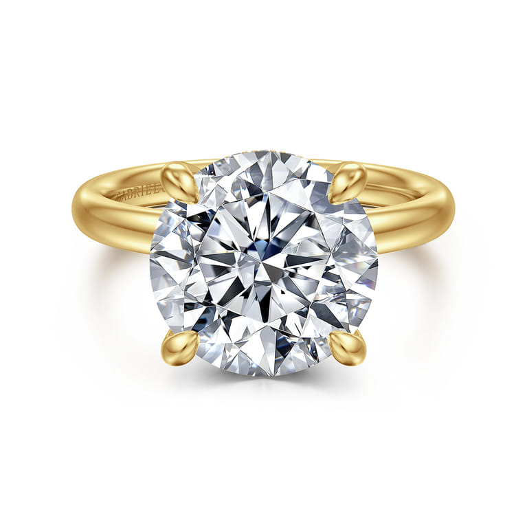 Peace - 14K Yellow Gold Round Hidden Halo Diamond Engagement Ring - 0.12 ct - Shot 1
