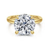 Peace - 14K Yellow Gold Round Hidden Halo Diamond Engagement Ring - 0.12 ct