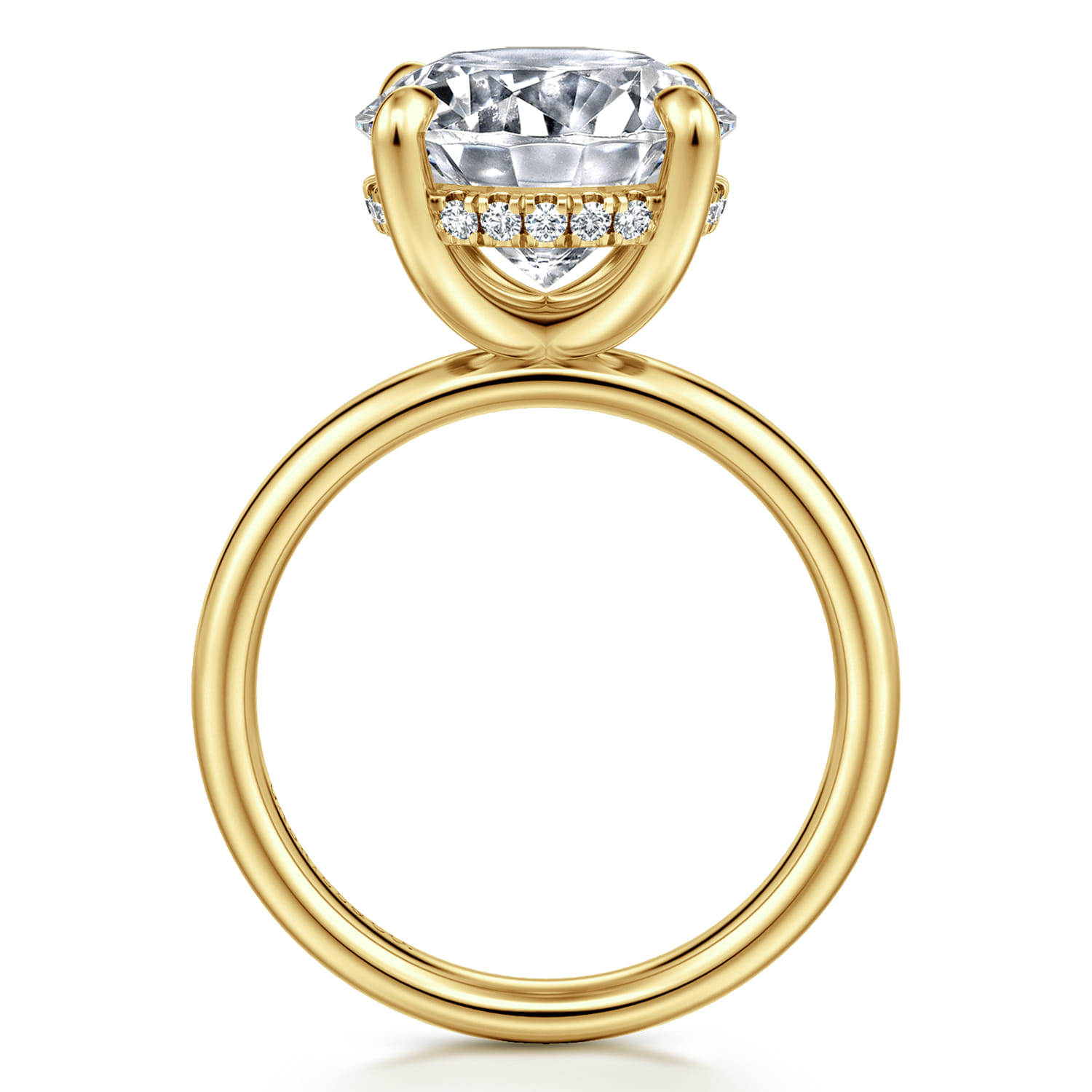 Peace - 14K Yellow Gold Round Hidden Halo Diamond Engagement Ring - 0.12 ct - Shot 2