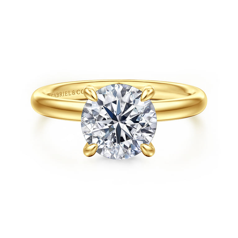 Peace - 14K Yellow Gold Round Hidden Halo Diamond Engagement Ring - 0.08 ct - Shot 1
