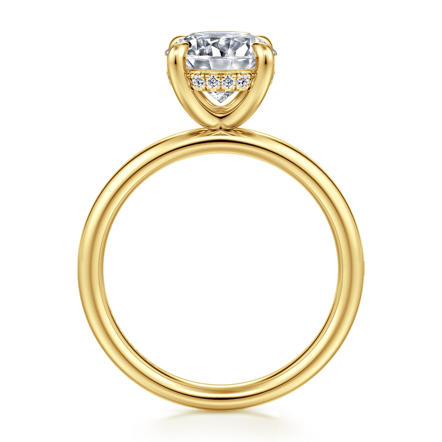 Peace - 14K Yellow Gold Round Hidden Halo Diamond Engagement Ring - 0.08 ct - Shot 2