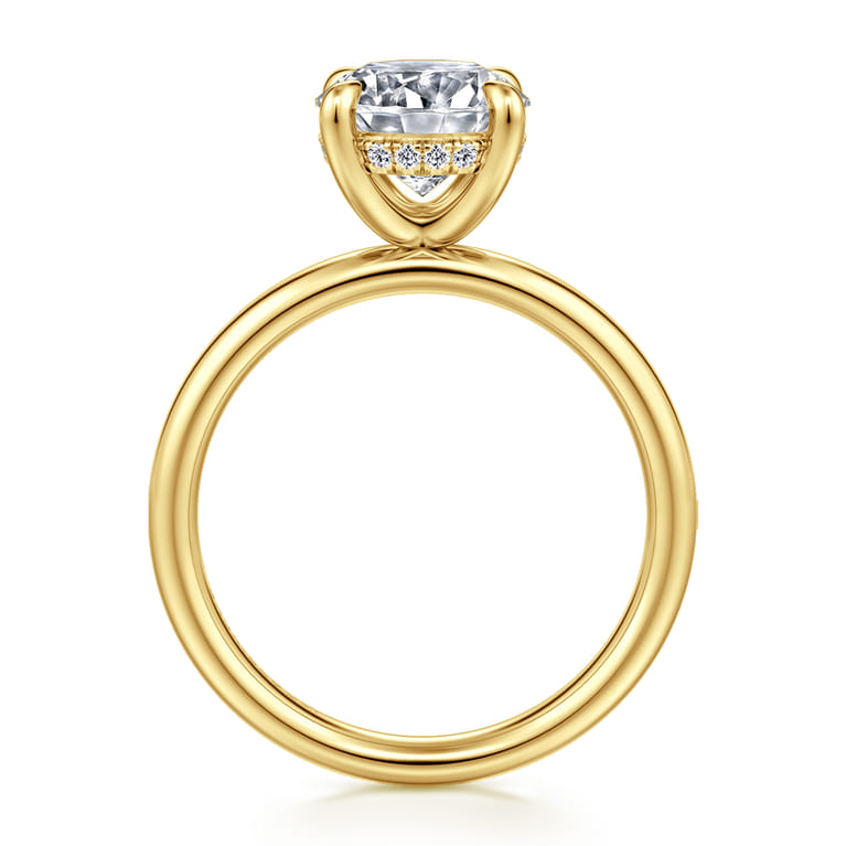 Peace - 14K Yellow Gold Round Hidden Halo Diamond Engagement Ring - 0.08 ct - Shot 2