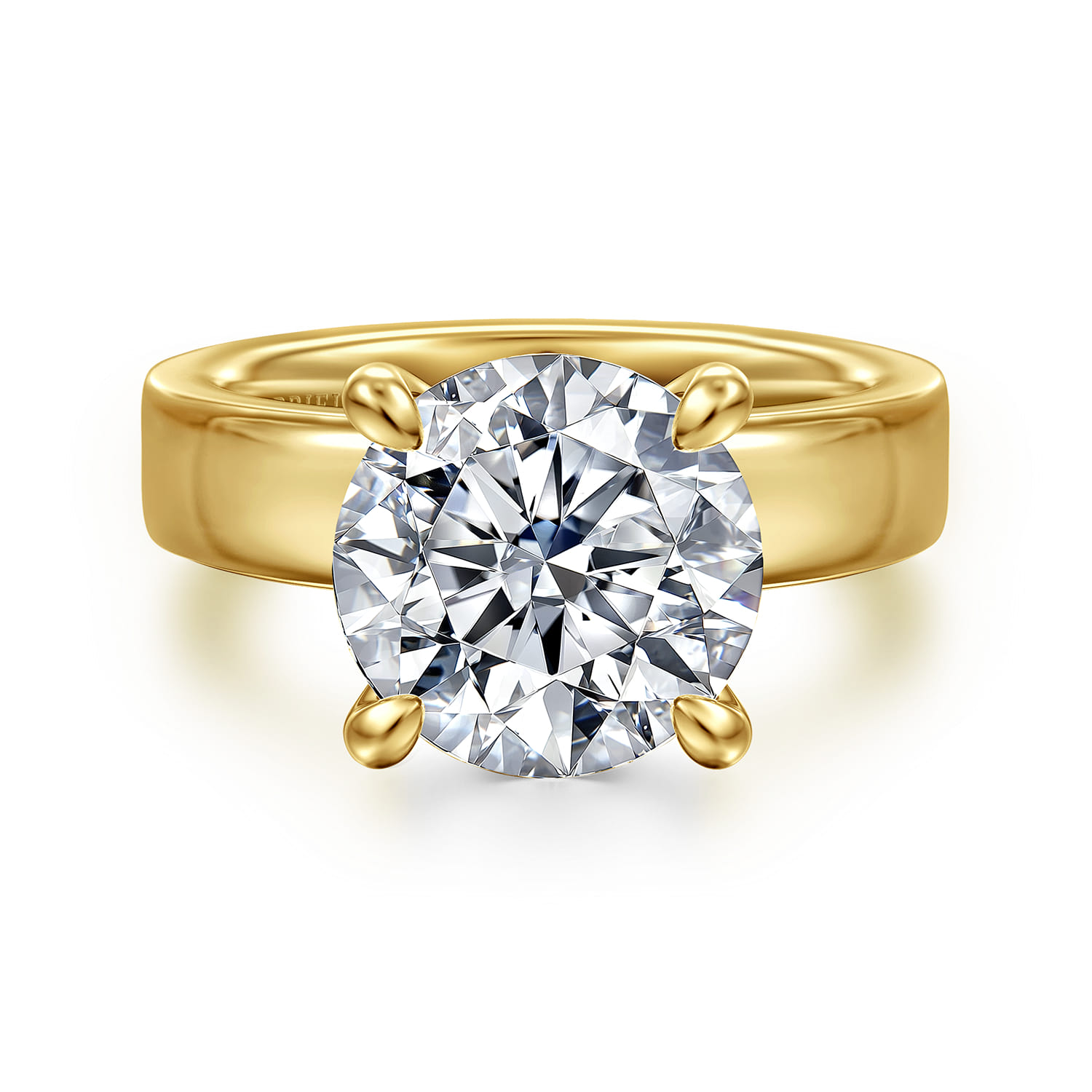 Argentina - 14K Yellow Gold Hidden Halo Round Diamond Engagement Ring - 0.08 ct - Shot 1