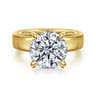 Argentina - 14K Yellow Gold Hidden Halo Round Diamond Engagement Ring - 0.08 ct