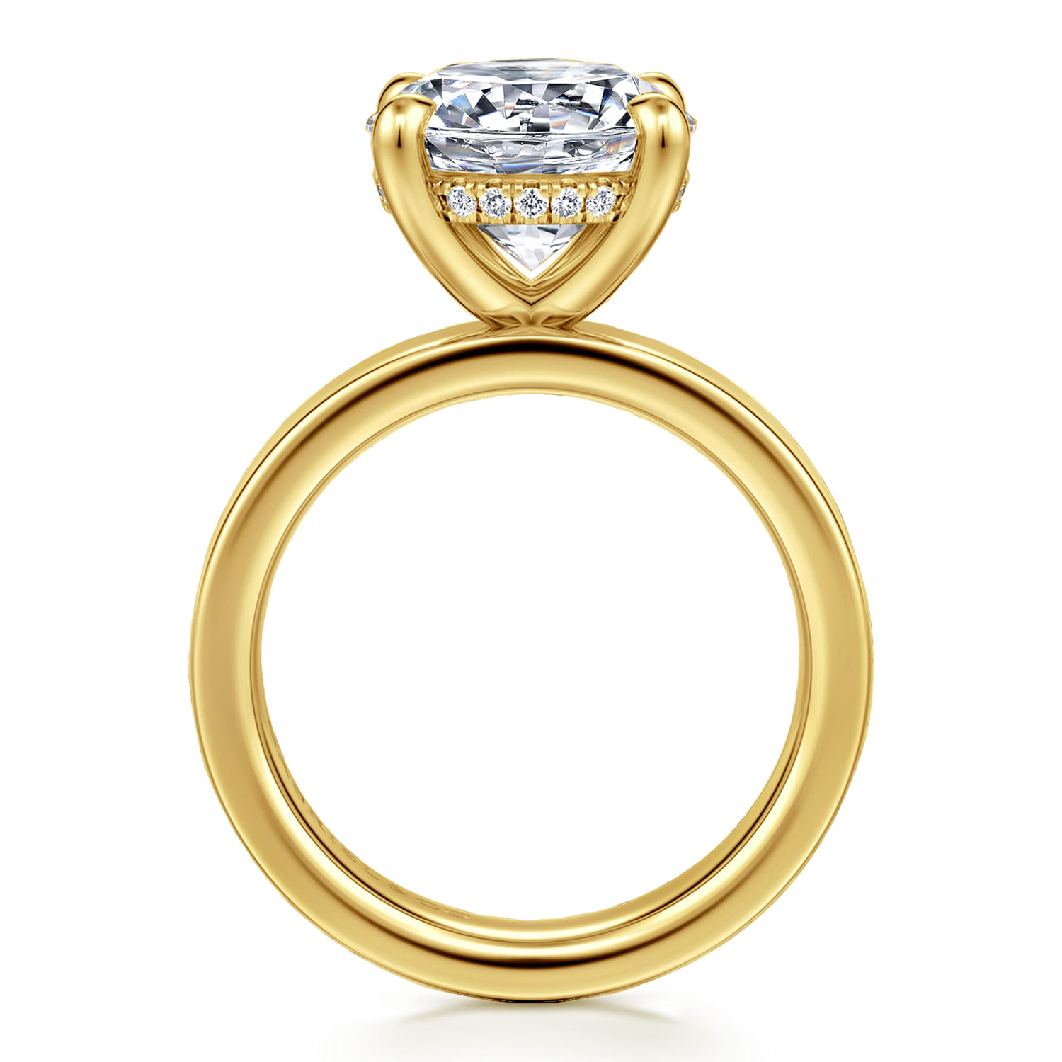 Argentina - 14K Yellow Gold Hidden Halo Round Diamond Engagement Ring - 0.08 ct - Shot 2
