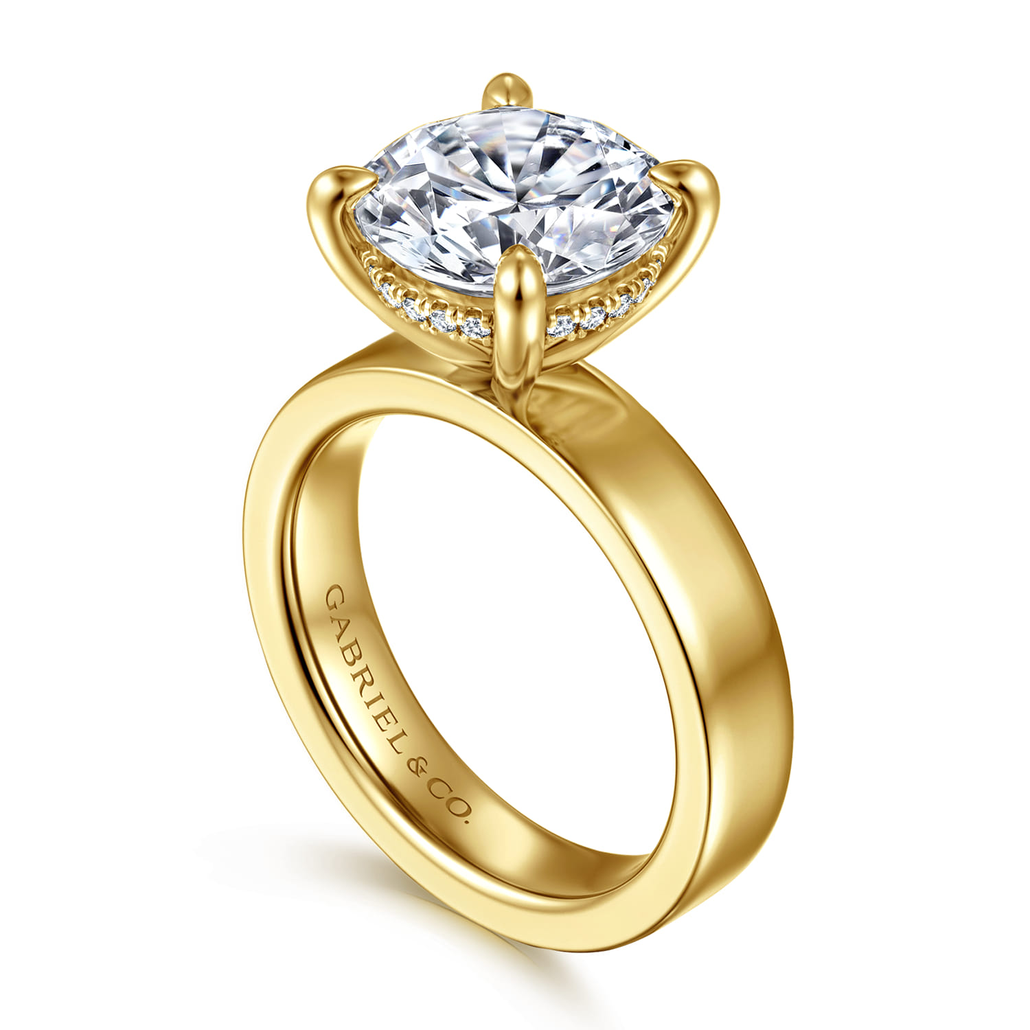 Argentina - 14K Yellow Gold Hidden Halo Round Diamond Engagement Ring - 0.08 ct - Shot 3