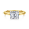 Sandi - 14K White-Yellow Gold East West Elongated Cushion Diamond Engagement Ring - 0.11 ct
