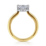 Sandi - 14K White-Yellow Gold East West Elongated Cushion Diamond Engagement Ring - 0.11 ct