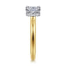 Sandi - 14K White-Yellow Gold East West Elongated Cushion Diamond Engagement Ring - 0.11 ct