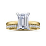 Cari - 14K White-Yellow Gold Hidden Halo Emerald Cut Diamond Engagement Ring - 0.07 ct