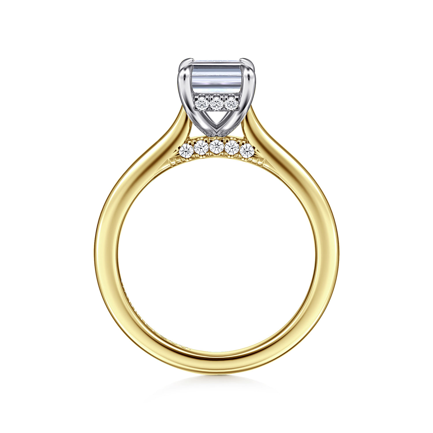 Ericka - 14K White and Yellow Gold Emerald Diamond Engagement Ring - 0.12 ct - Shot 2