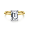 Anuk - 14K White-Yellow Gold Emerald Cut Hidden Halo Diamond Engagement Ring - 0.06 ct