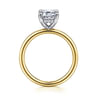 Anuk - 14K White-Yellow Gold Emerald Cut Hidden Halo Diamond Engagement Ring - 0.06 ct