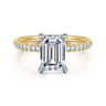 Allison - 14K Yellow-White Gold Emerald Cut Hidden Halo Diamond Engagement Ring - 0.25 ct