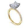 Allison - 14K Yellow-White Gold Emerald Cut Hidden Halo Diamond Engagement Ring - 0.25 ct