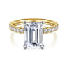 Adela - 14K White- Yellow Gold Emerald Cut Hidden Halo Diamond Engagement Ring - 0.42 ct