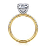 Adela - 14K White- Yellow Gold Emerald Cut Hidden Halo Diamond Engagement Ring - 0.42 ct