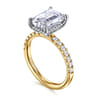 Adela - 14K White- Yellow Gold Emerald Cut Hidden Halo Diamond Engagement Ring - 0.42 ct