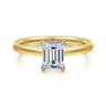 Austria - 14K White-Yellow Gold Hidden Halo Emerald Cut Diamond Engagement Ring - 0.06 ct