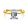 Austria - 14K White-Yellow Gold Hidden Halo Emerald Cut Diamond Engagement Ring - 0.07 ct
